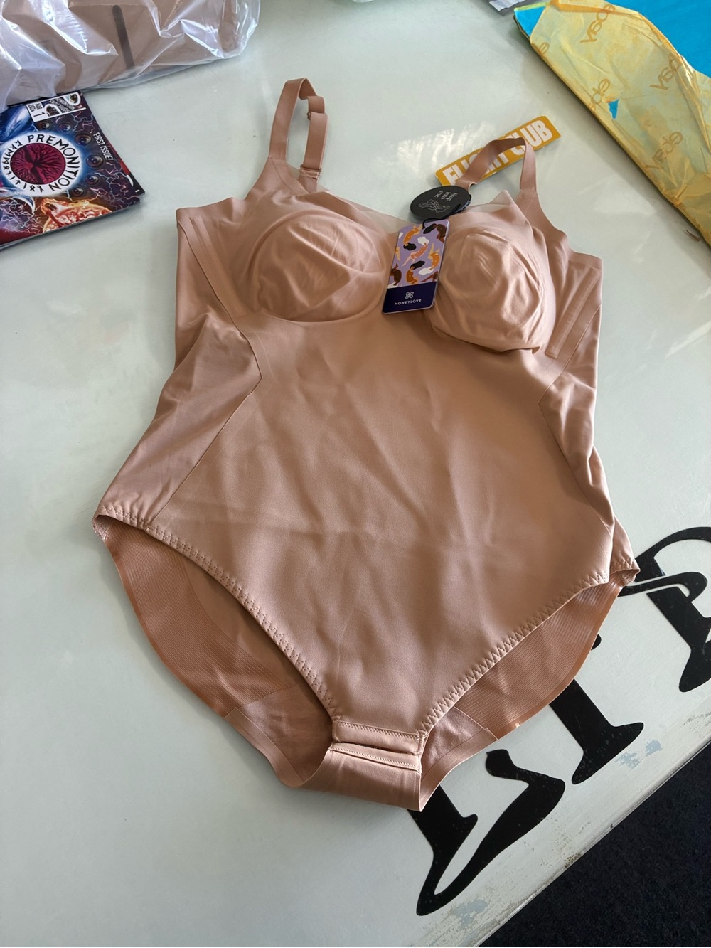 Women’s Honeylove Crossover Bodysuit Sand NWT Size 1X New
